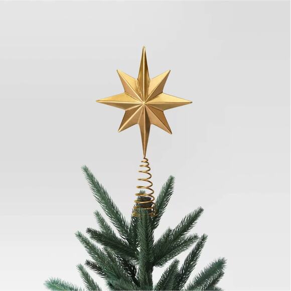 Metal 8-Point Nativity Gold Star Christmas Tree Topper 13.75" Mini Holiday Decor - Picture 3 of 4